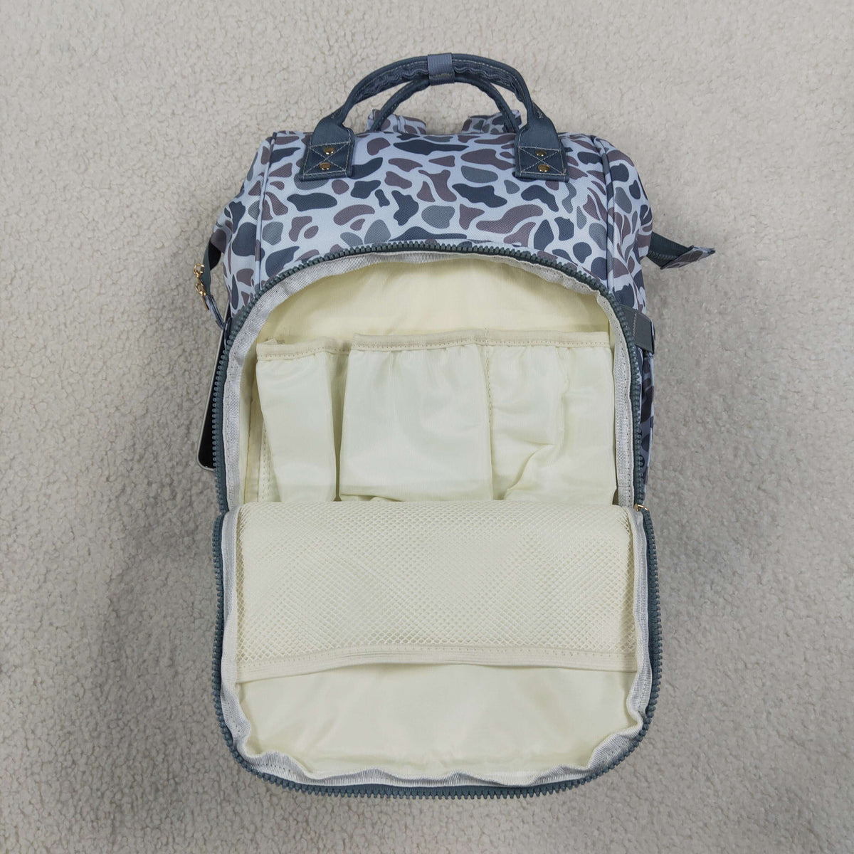 Baby Boys Kids Grey Camo Zipper Backpack School Bag RTS