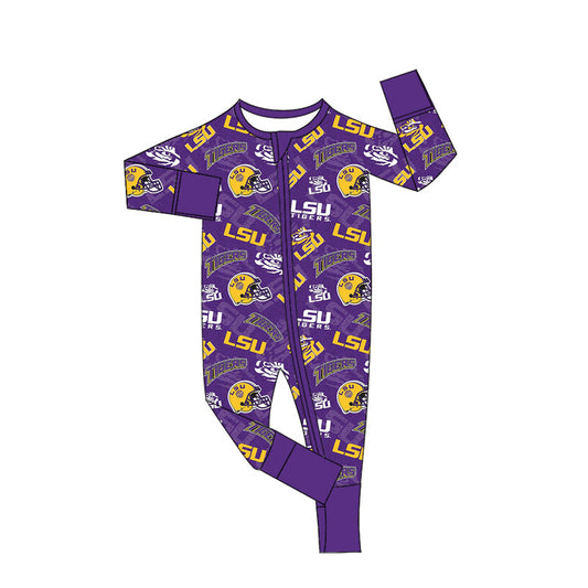 Baby Boy Team Purple Long Sleeves Zipper Romper