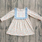 Baby Girl Long Sleeves Blue Ruffle Pumpkin Bows Knee Length Dress RTS