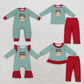 Sibling Baby Boys Girls Kids Embroidery Dog Stripes Tops Red Pants Sets Christmas Clothes RTS