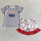 Promotion Baby Boy Girl Baseball Sibling Summer Dress Set RTS