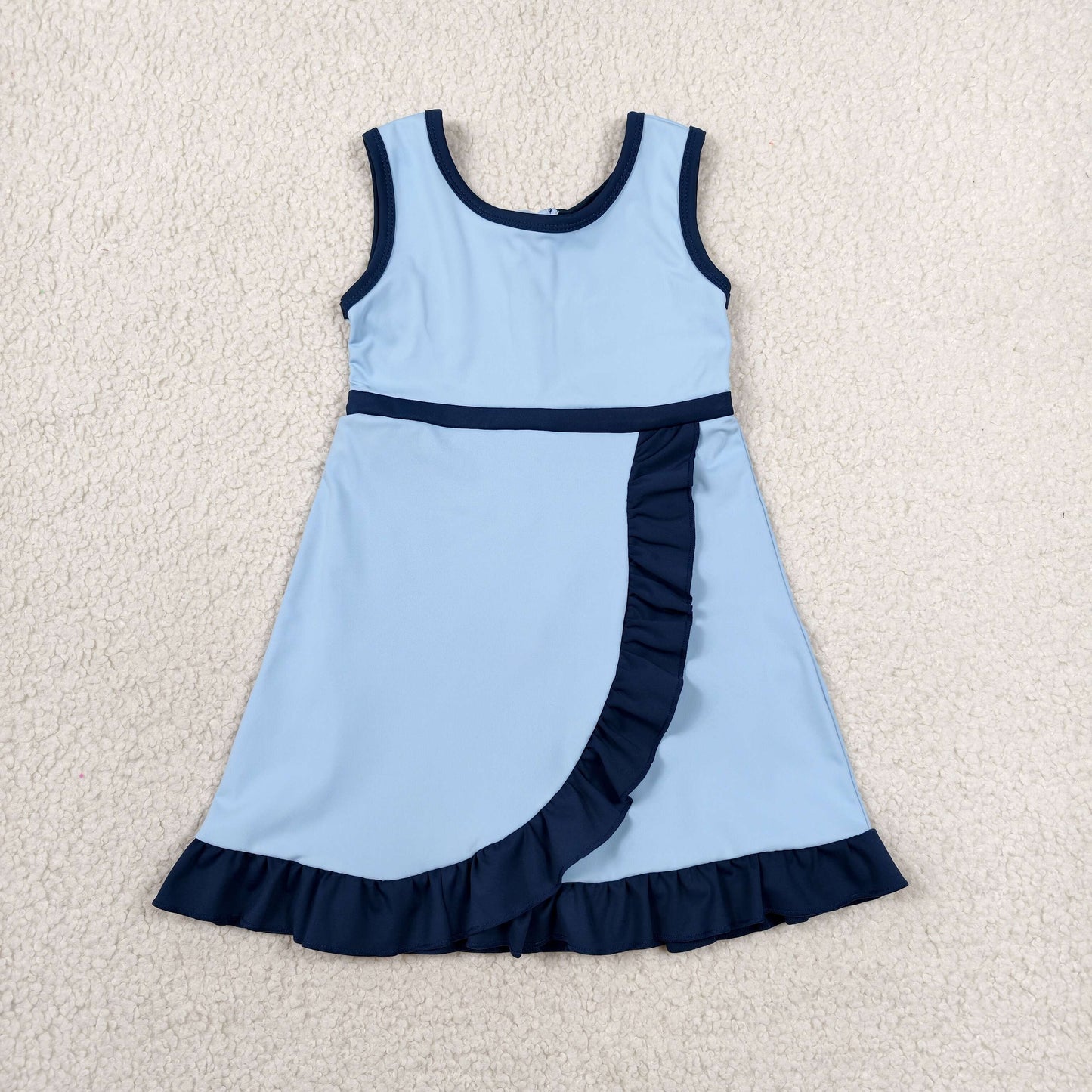 Sibling Baby Girl Kids Sleeveless Ruffle Knee Length Yoga Active Dresses RTS