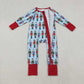 Sibling Boys Girls Long Sleeves Soldier Christmas Pajamas Zipper Romper Set Clothes RTS