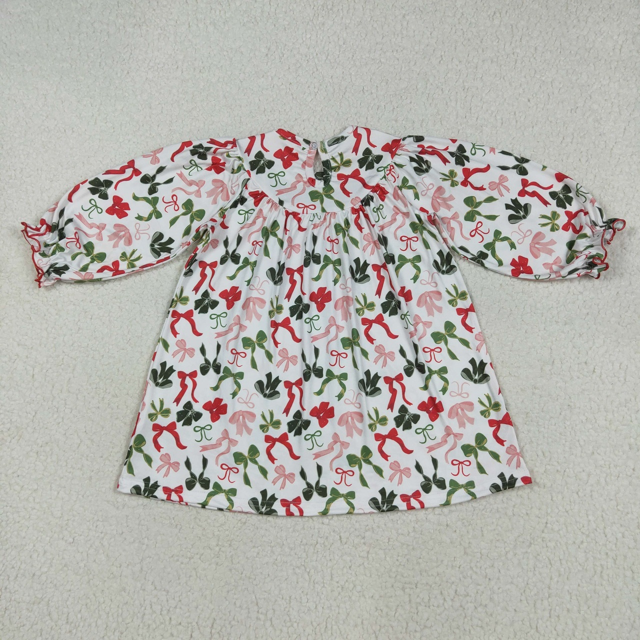 Sibling Baby Girls Christmas Green Red Bows Pockets Jumpsuits Knee Length Dress