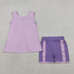 Baby Girls Kids Sleeveless Purple Bows Tops Ruffle Shorts Set Clothes RTS