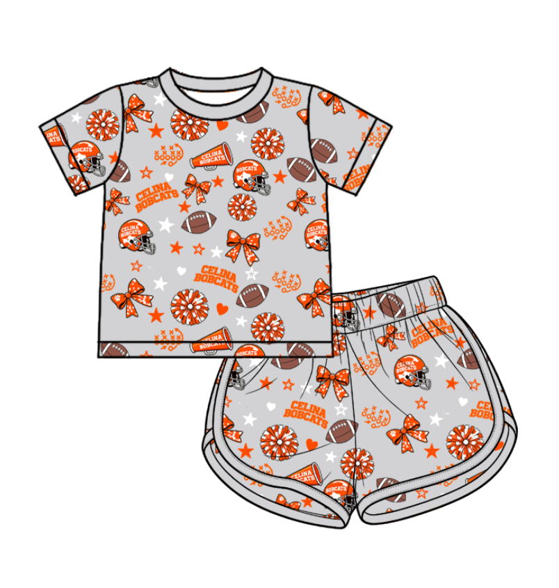 ( Moq 5 )  Custom Baby Girls Kids Bows Tops Shorts Set Clothes 7.15