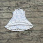Baby Girl Straps Athletic Yoga Blue Bows Flower Active Wear Skort Dress RTS