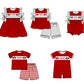 ( Moq 5 ) Baby Girls Toddler Short Sleeves Tunic Dots Shorts Team Red Set