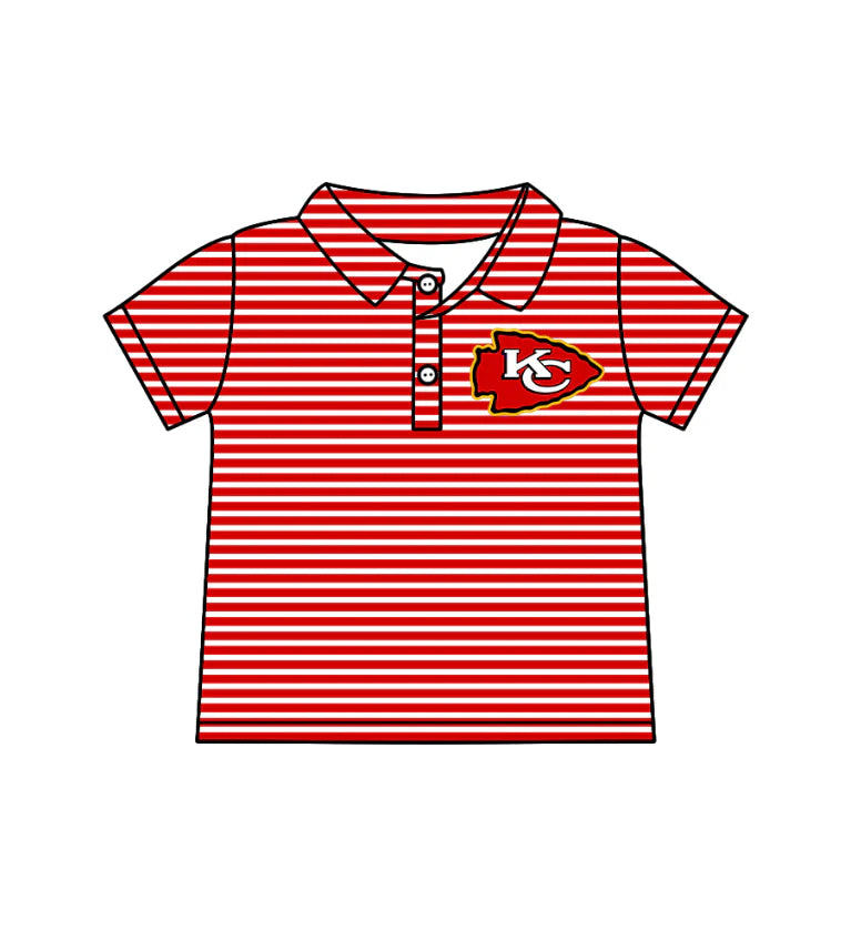 ( Moq 5 ) Baby Boys Short Sleeves KC Red Stripes Team Buttons Shirt Tops