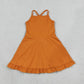 Baby Girls Kids Straps Orange Ruffle Shorts Knee Length Yoga Active Dress RTS