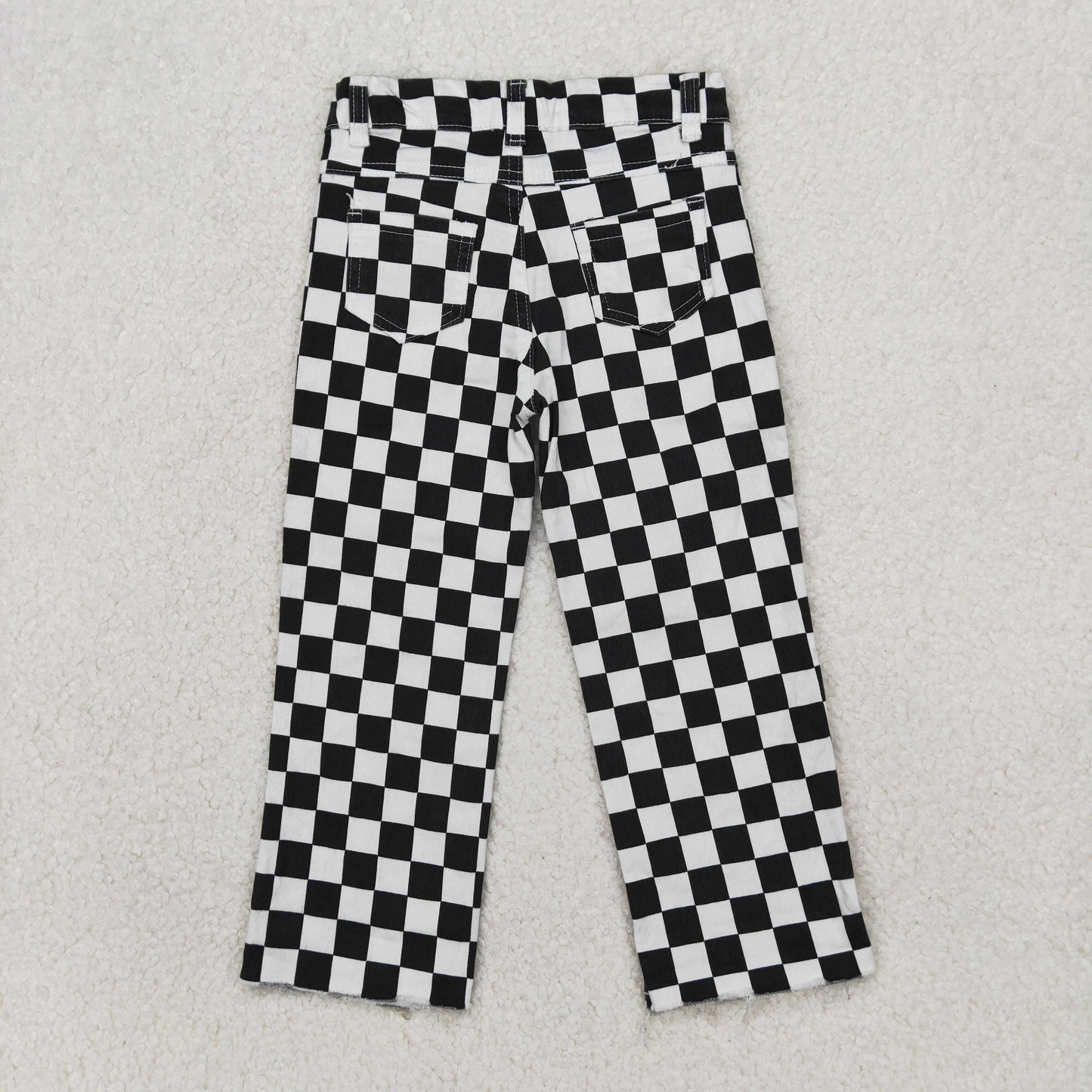 Baby Kids Black Checkered Denim Jeans