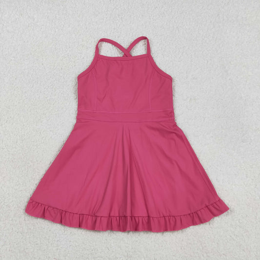 Baby Girls Kids Straps Pink Yoga Active Shorts Knee Length Dress RTS