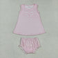 Baby Girl Bow Pink Tops Plaid Shorts Summer Bummie Set  RTS