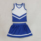 Baby Girls Kids Sleeveless Tops Skirt Shorts Set Yoga Team Blue Clothes RTS