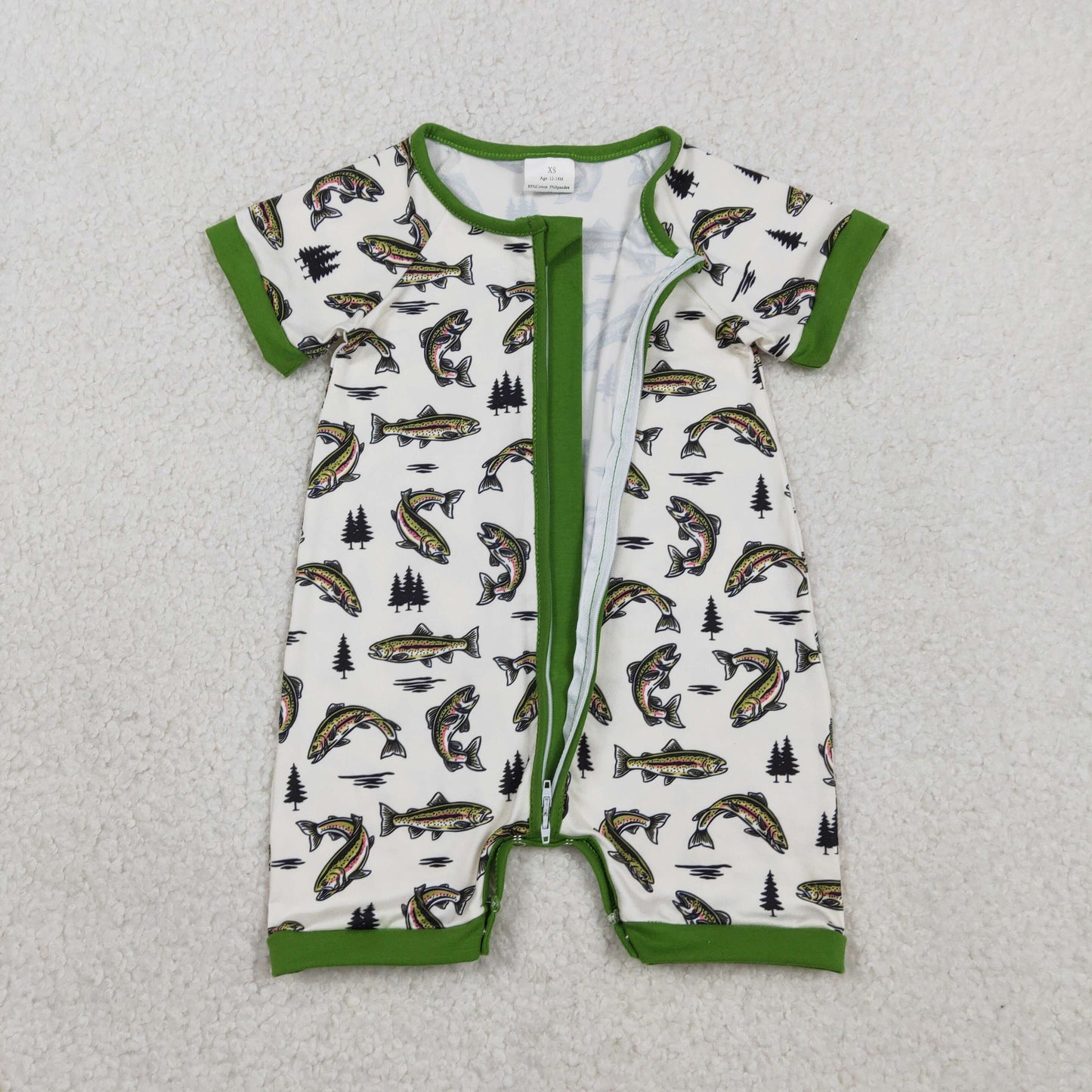 Baby Boy Infant Short Sleeves Fish Zipper Romper RTS