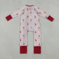 Baby Infant Girls Dogs Hearts Plaid Valentine's Day Zipper Footie Sleeper Romper RTS