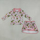 Baby Girls Kids Christmas Face Zipper Pullover Skirt Shorts Pink Set Clothes RTS