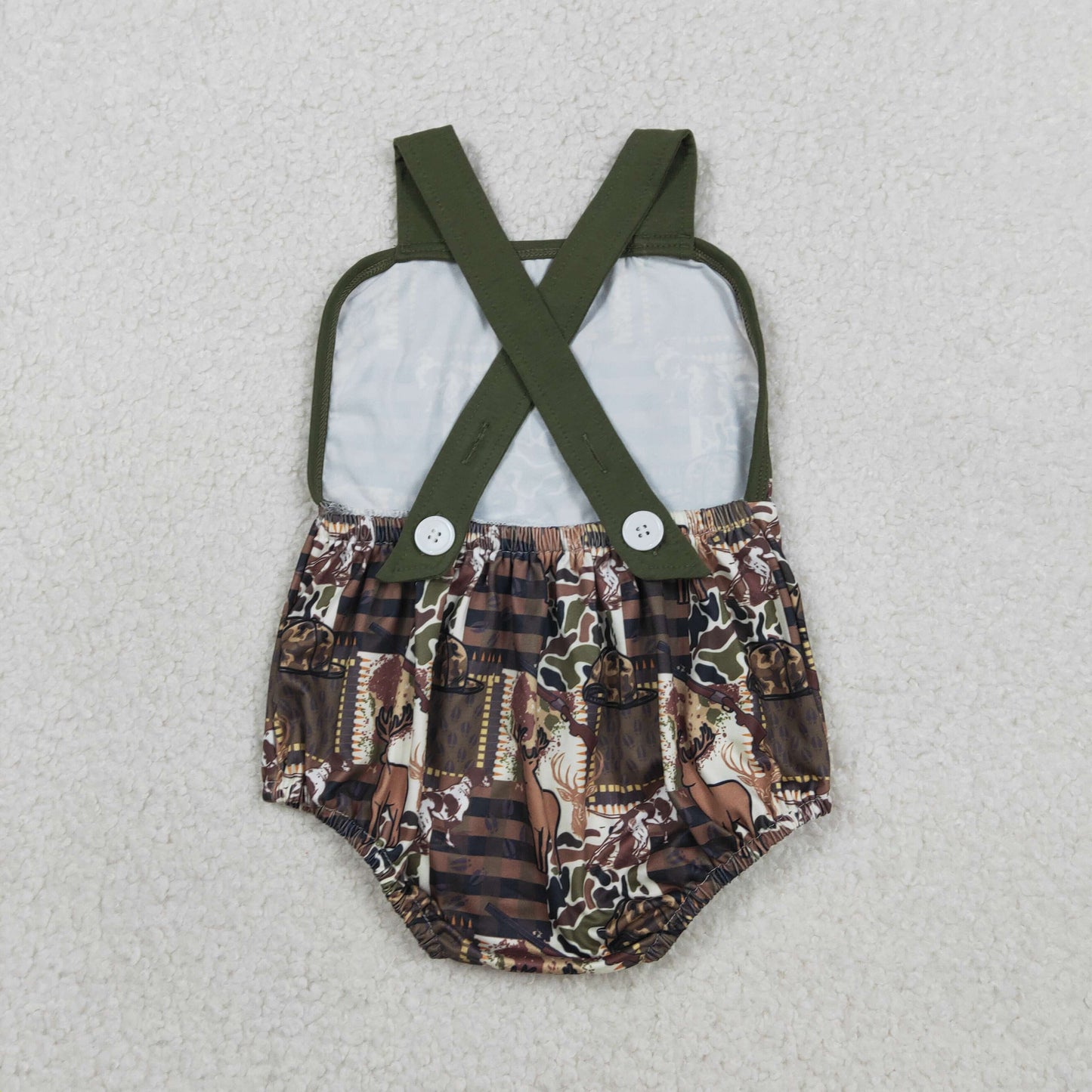 Baby Boys Infant Sleeveless Hunting Deer Hats Camo Bubble Romper RTS