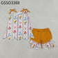 Baby Girls Kids Orange Bows Flower Scallop Tops Ruffle Shorts Summer Set RTS