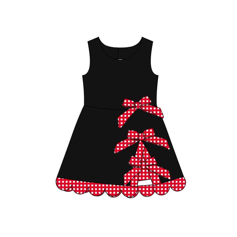 ( Moq 5 ) Preorder Baby Girls Kids Sleeveless Plaid Bows Shorts Scallop Dress Yoga Active Black Clothes