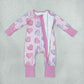 Sibling Baby Boys Girls Kids Long Sleeves Valentine Hearts Stripes Zipper Rompers Set Clothes RTS