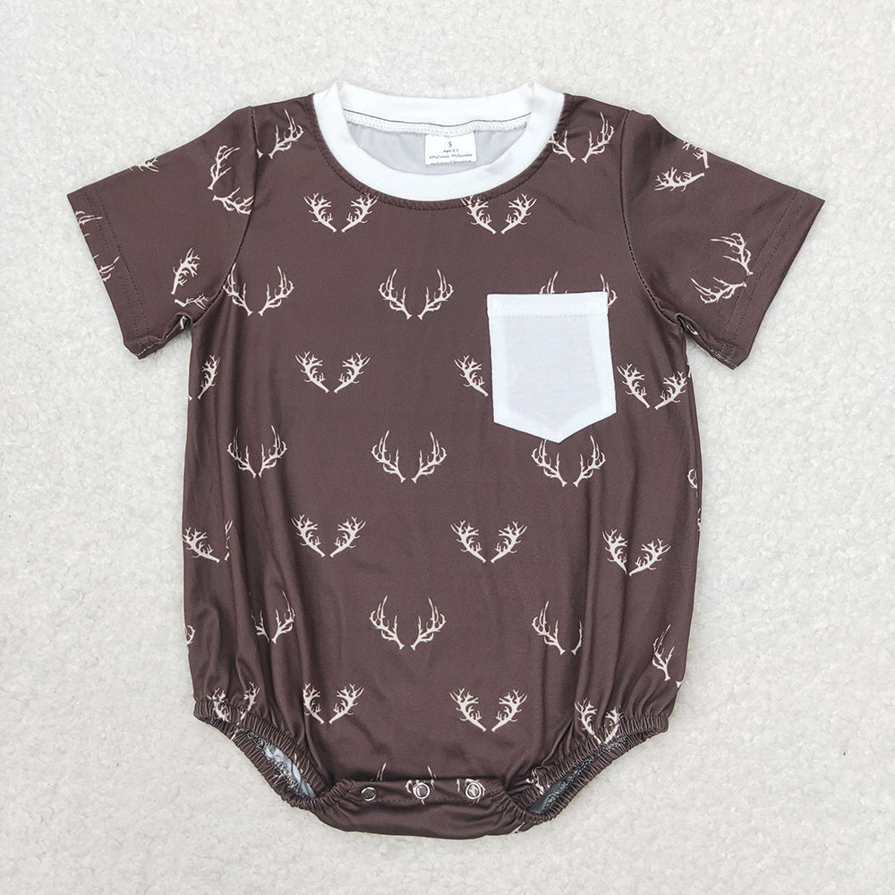 Baby Boy Short Sleeves Deer Bubble One Piece Romper