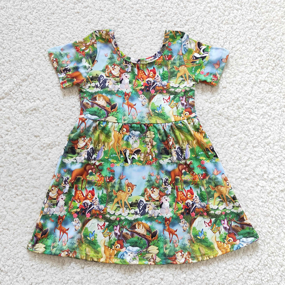 Promotion Baby Girl Animals Short Sleeves Dress