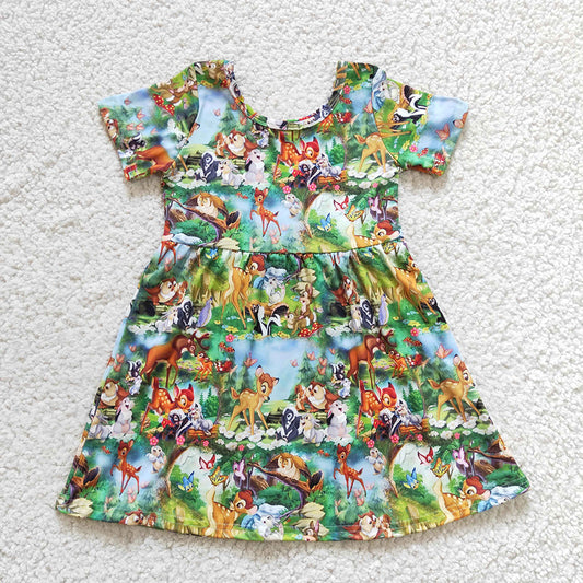 Promotion Baby Girl Animals Short Sleeves Dress