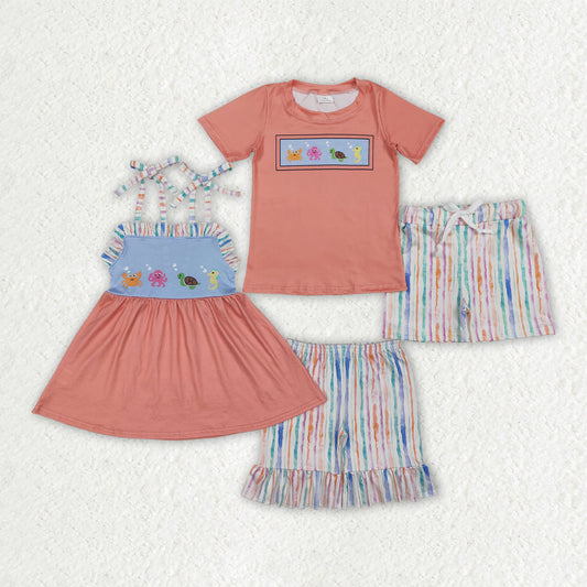 Baby Boy Girl Toddler Sea Animals Sibling Summer Outfit Clothes RTS