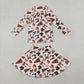 Girls Kids Bows Orange Football Zipper Shirt Yoga Active Skorts Team Clothes Set RTS