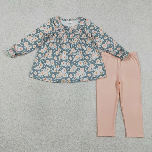 Baby Girls Kids Long Sleeves Flower Tunic Leggings Pants Clothes Set RTS