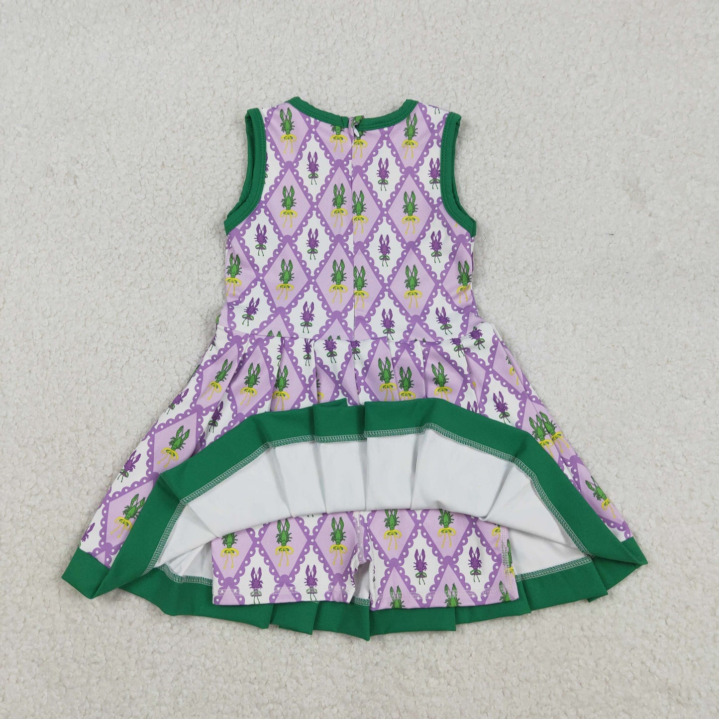 Baby Girls Kids Sleeveless Crawfish Skort Yoga Active Mardi Gras Dress RTS