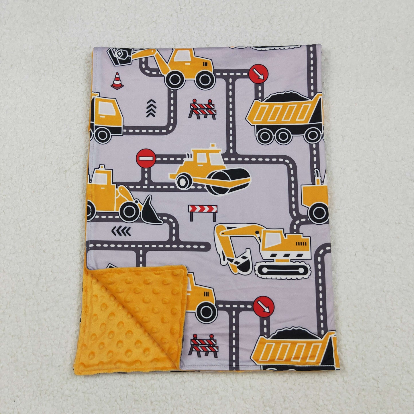 Baby Boy Toddler Construction Minky Blanket RTS