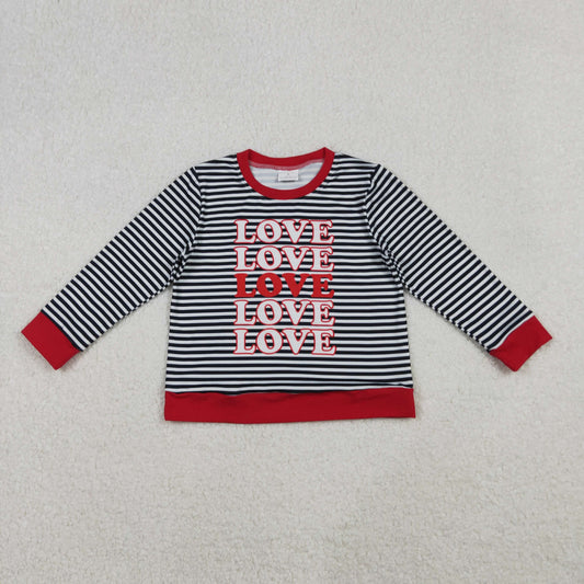 Kids Toddler Long Sleeves Stripes Love Valentine's Day Shirt RTS