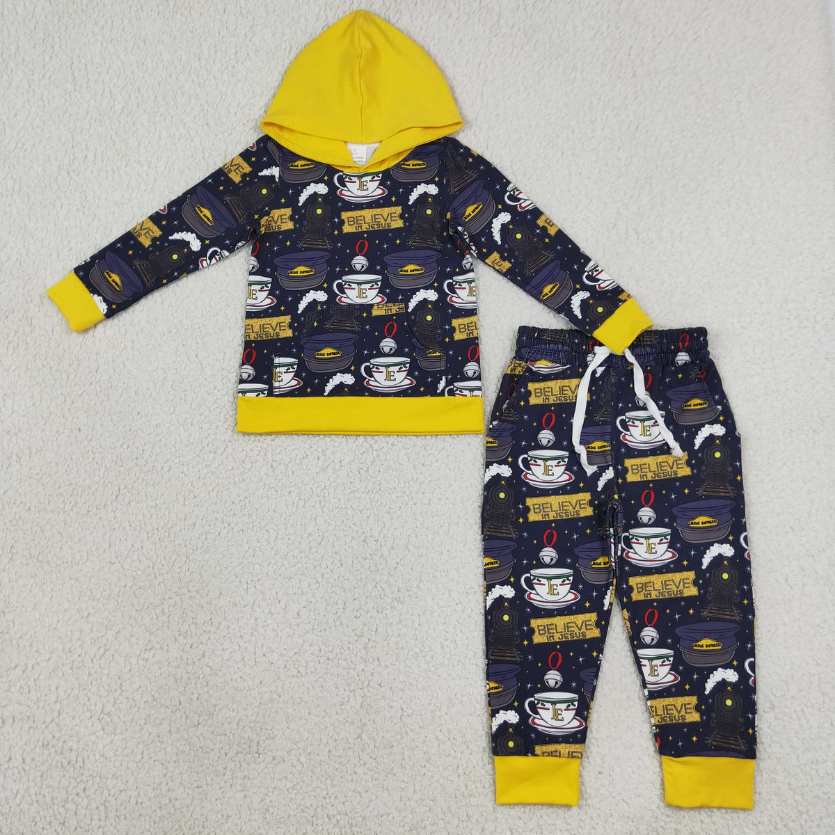 Baby Boys Kids Cups Hoodie Pullover Pockets Pants Christmas Set Clothes RTS