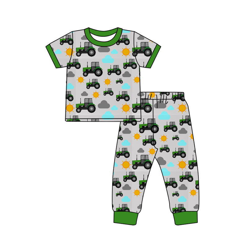 Baby Boy Short Sleeves Farm Tractor Shirt Pants Pajamas Set Moq 5