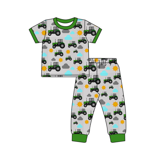 Baby Boy Short Sleeves Farm Tractor Shirt Pants Pajamas Set Moq 5