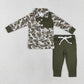 Baby Boy Ducks Camo Pullover Shirt Green Pocket Cotton Pants Set