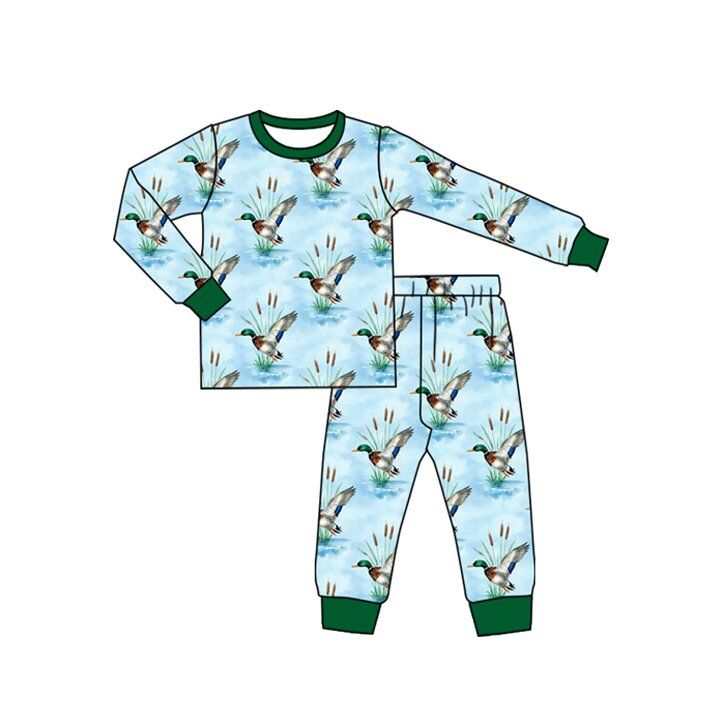 ( Moq 5 ) Preorder Baby Boys Kids Long Sleeves Ducks Shirt Pants Pajamas Set Clothes