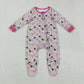 Baby Girl Long Sleeves Halloween Ghost Pumpkins Halloween Pink Zipper Romper RTS