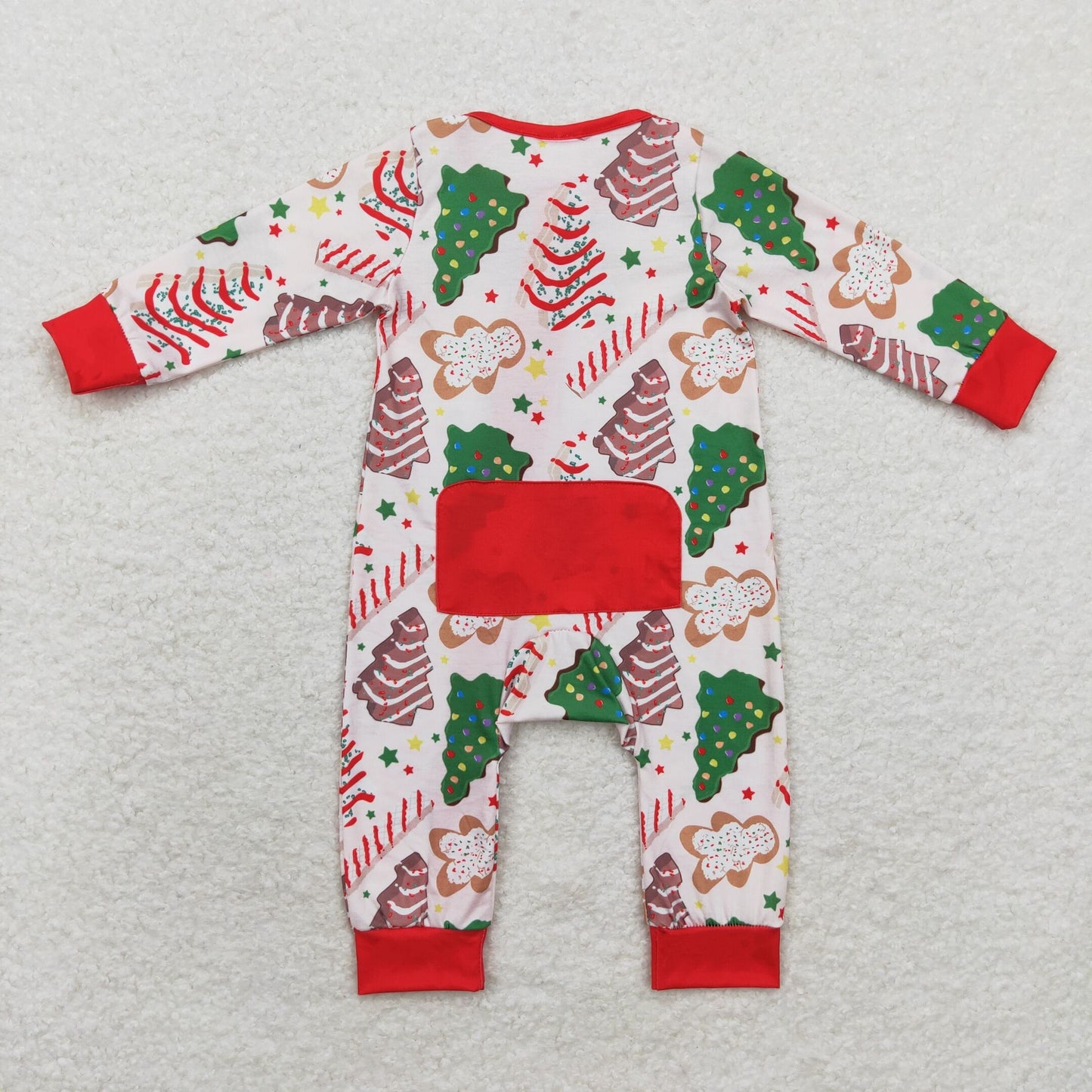 Baby Boy Long Sleeves Christmas Tree Cake Bamboo Zipper Romper