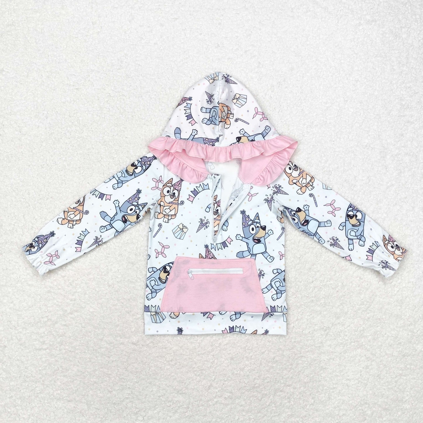 Baby Girl Birthday Dogs Blue Long Sleeves  Hoodie Shirt