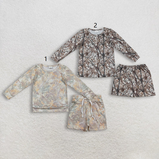Sibling Baby Girls Long Sleeves Camo Print Shirts Shorts Summer Clothes Sets RTS