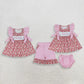 Sibling Baby Girls Kids Short Sleeves Embroidery Mama's Girl Flower Tops Pink Shorts Sets RTS