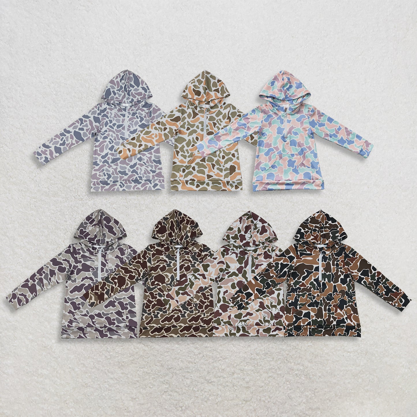 Sibling Baby Boys Kids Long Sleeves Camo Hoodie Pockets Zipper Pullovers Shirts Clothes RTS