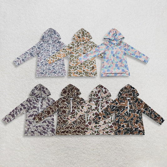 Sibling Baby Boys Kids Long Sleeves Camo Hoodie Pockets Zipper Pullovers Shirts Clothes RTS