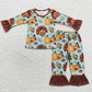 Sibling Baby Boys Girls Kids Long Sleeves Thanksgiving turkey Rompers Sets RTS