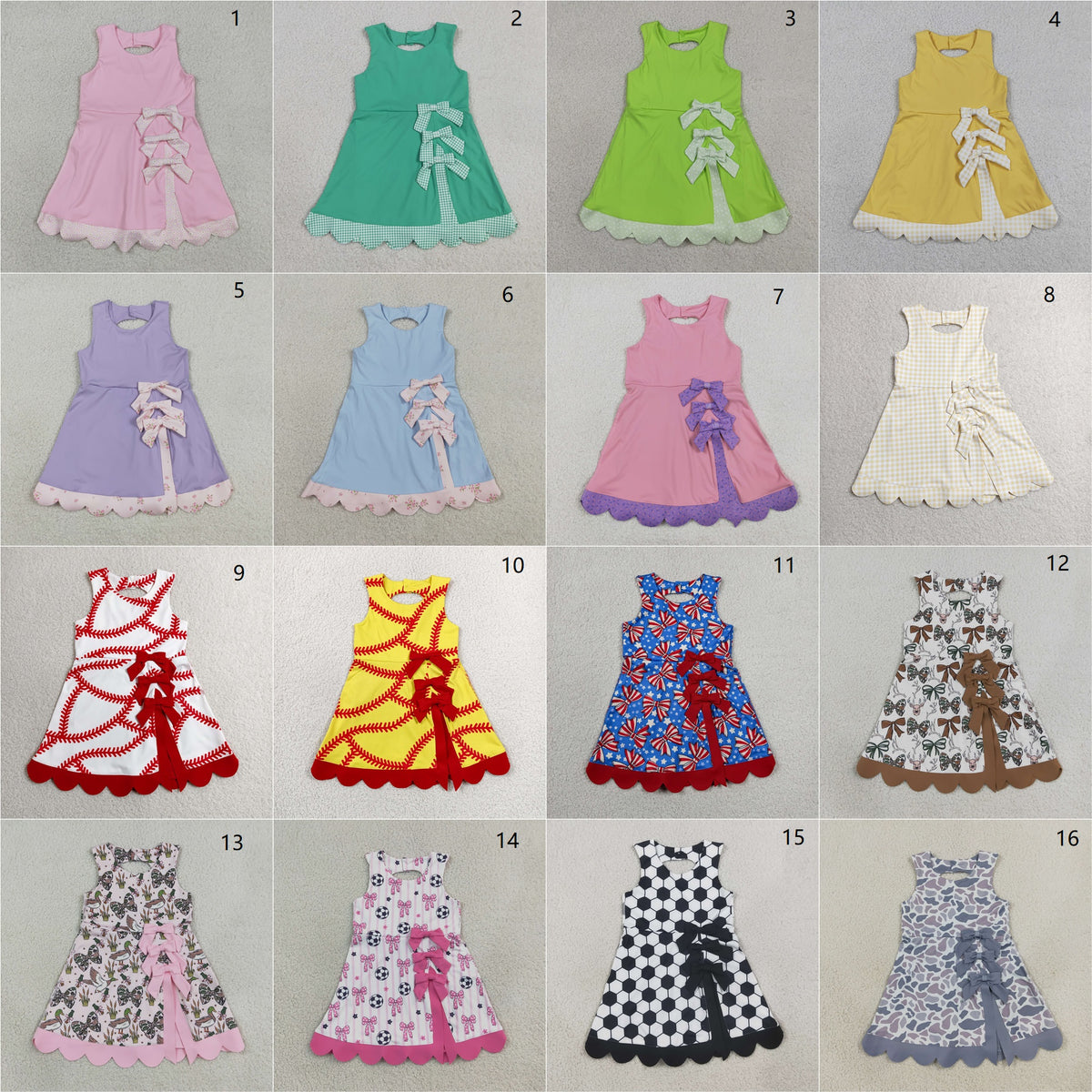 Sibling Baby Girls Kids Sleeveless Bows Yoga Scallop Shorts Dresses Clothes RTS