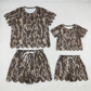 Sibling Baby Girls Adult Women Short Sleeves Camo Shirts Shorts Scallop Sets Summer Clothes RTS