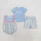 Sibling Baby Boys Kids Embroidery Rabbits Shirt Stripes Pockets Shorts Set Romper Easter Clothes RTS